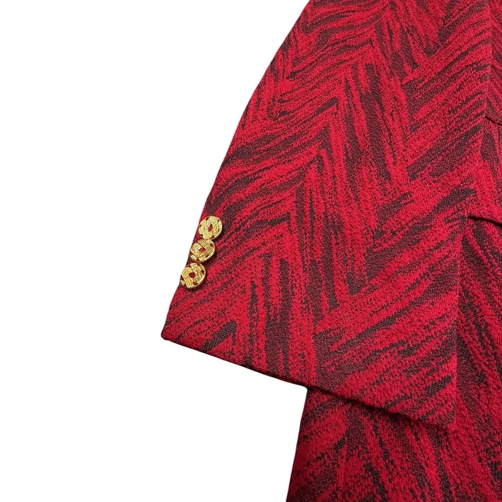 Hal Lane Clothes 1970s Disco Polyester Blazer Men 40R Red Gold Buttons